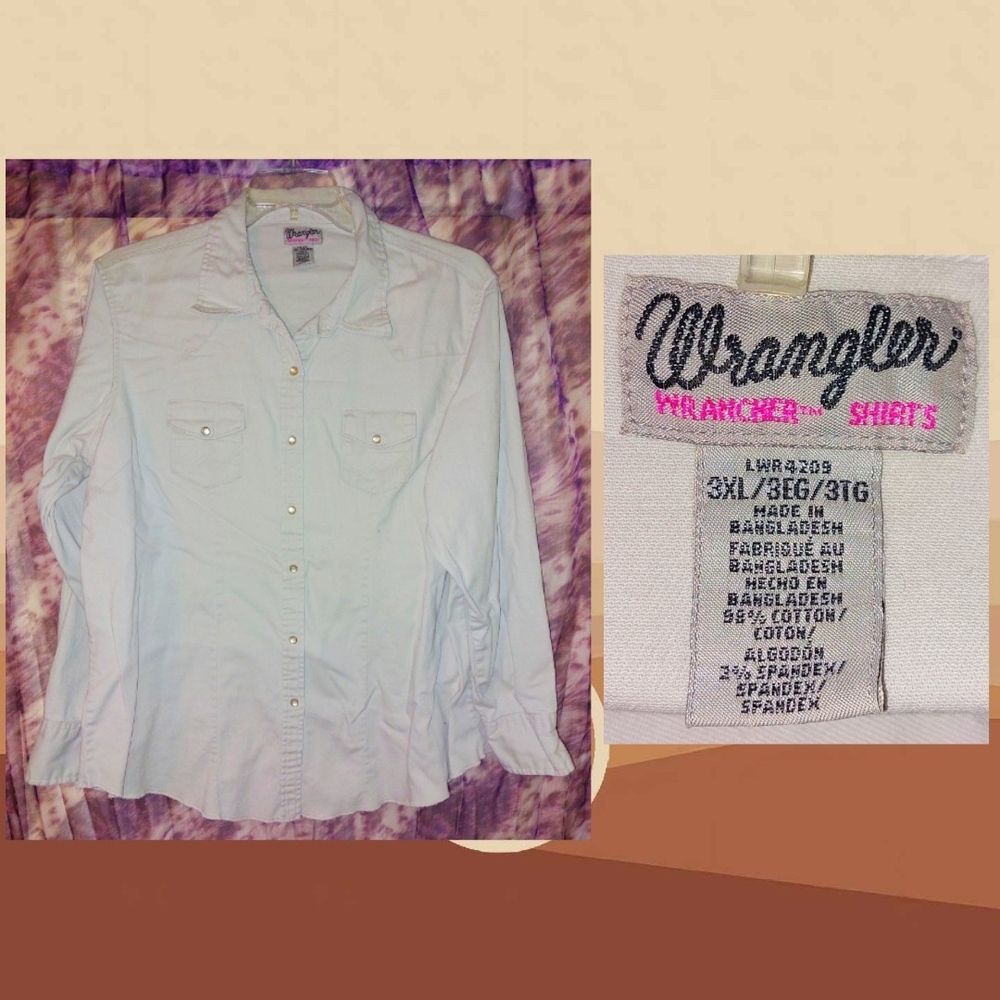 Wrangler brand Cream Colored Western Style Button Front Woven Shirt 3XL/3EG/3TG